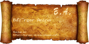 Bürger Anina névjegykártya